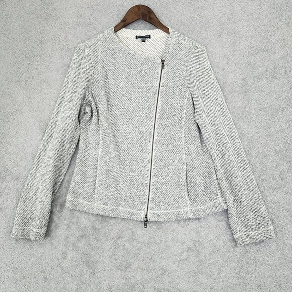 Eileen Fisher Womens M Tweed Organic Cotton Full Zip Jacket GT - Picture 1 of 8